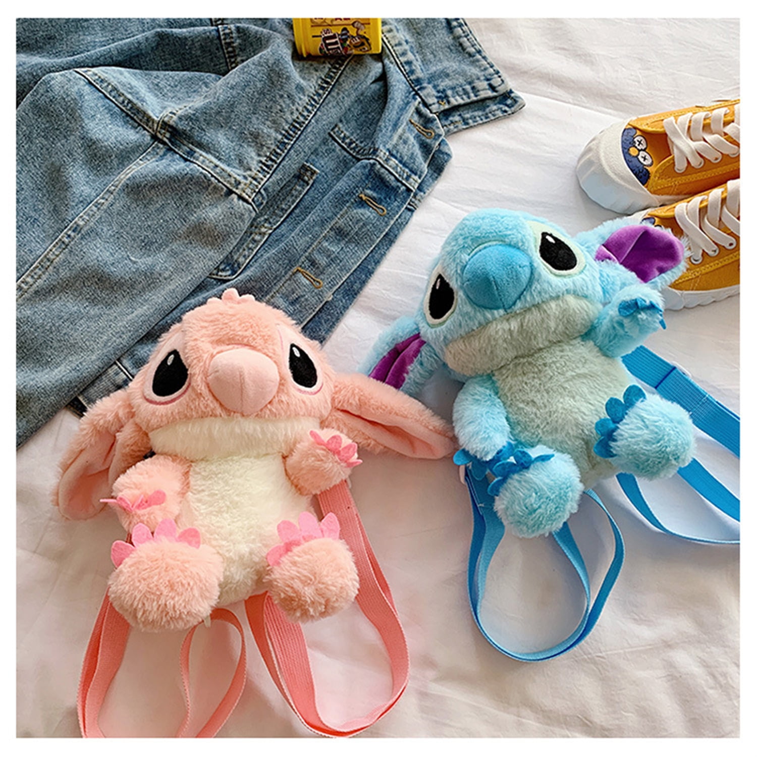 QingY Stitch Plush Backpack Anime Figure Stuffed Doll Kawaii Stitch Toys Children's Girls Boys Kindergarten School Bag, Kids Unisex, Size: One size