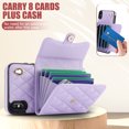 thumbnail image 6 of for iPhone X/XS Back Case, Luxury Ultra Slim Shockproof PU Leather Card Slots Kickstand Magnetic Snap Shoulder Strap & Wristlet RFID Blocking Phone Cover for iPhone X/XS, Violet, 6 of 9
