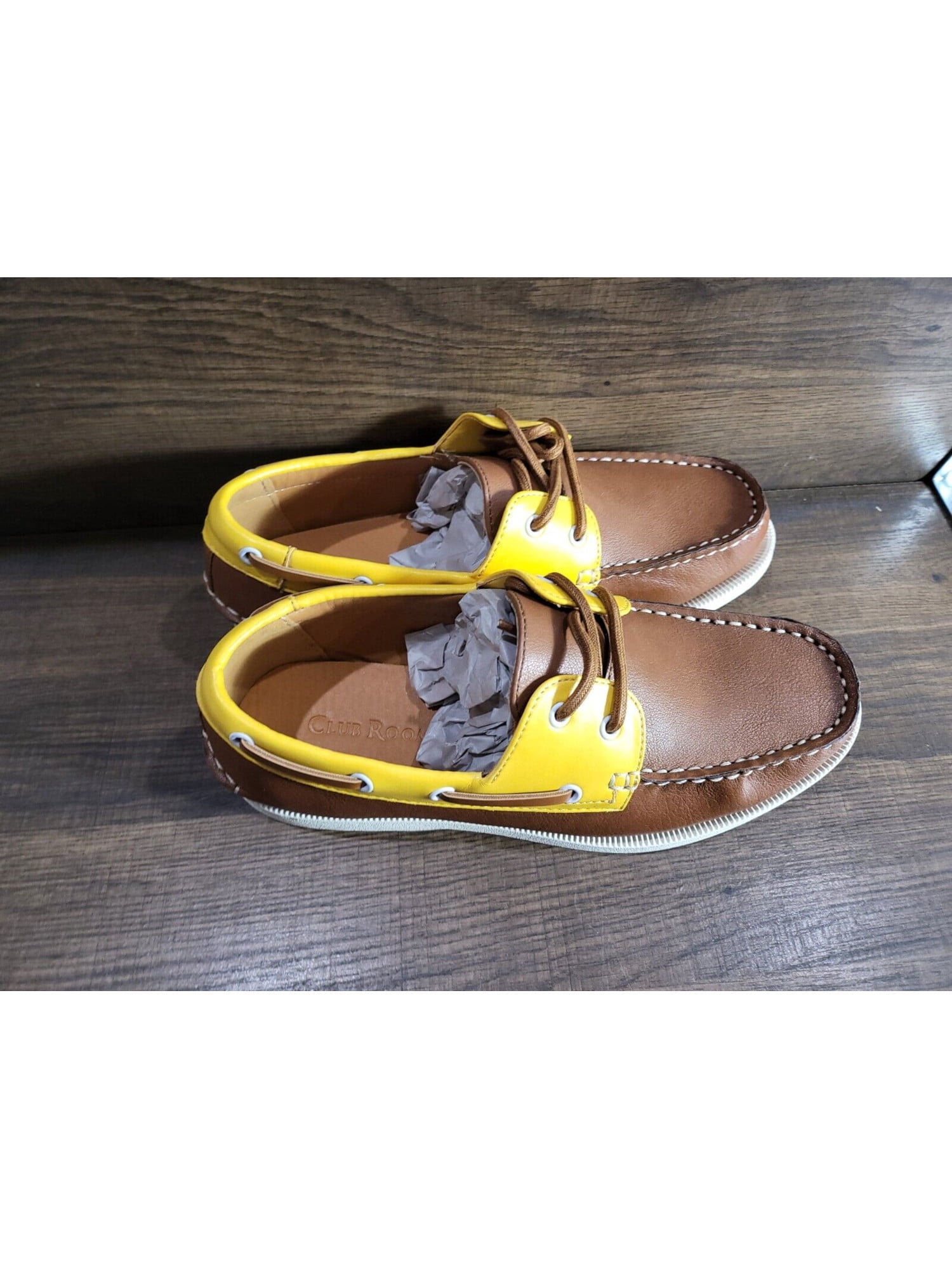 CLUBROOM Mens Brown Cushioned Comfort Elliot Round Toe Lace-Up Boat Shoes 9 M CLUBROOM Mens Brown Color Block Cushioned Comfort Elliot  main image 4