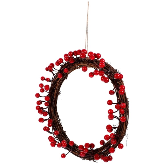 FUEENIRVA Front Door Wreath Artificial Berry Wreath Red Wood Decorative Christmas Atmosphere 1Pack