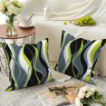 thumbnail image 6 of Black and Green White Pillow Cover 16x16 Set of 2,Modern Geometric Lines Cushion Cases for Couch Sofa Bed Home Decor, 6 of 6