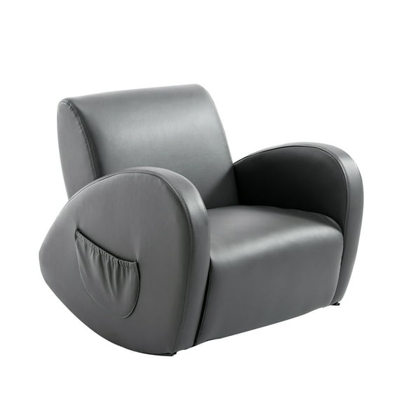 Kids Sofa Rocking Chair with Side Pocket, PU Leather Toddler Armchair for Children Grey