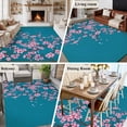 thumbnail image 5 of Spring Floral Area Rugs 5'x7', Small Throw Rugs for Laundry Room Playroom, Watercolor Pink Cherry Blossom Branches Blue Indoor Outdoor Rug Non-Slip Low Pile Carpet Runner Reversible Floor Mats, 5 of 8