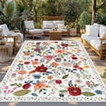 thumbnail image 2 of Watercolor Flowers Outdoor Rug for Patio/Deck/Porch, Non-Slip Large Area Rug 6 x 9 Ft, Farmhouse Spring Floral Botanical Indoor Outdoor Rugs Washable Area Rugs, Reversible Camping Rug Carpet Runner, 2 of 8