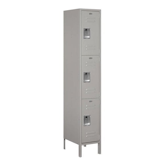Salsbury Industries 53168GY-U Extra Wide Standard Metal Locker - Triple Tier - 1 Wide - 6 Feet High - 18 Inches Deep - Gray - Unassembled
