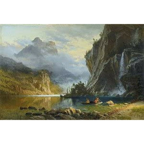 Indians SpearFishing - Albert Bierstadt CANVAS OR PRINT WALL ART