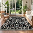 thumbnail image 2 of Hasoo Washable Living Room Area Rug 10x13 Large Modern Floral Soft Non Slip Indoor Black Carpet, 2 of 5