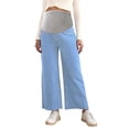 thumbnail image 2 of Bixock Women's Maternity Pants Jeans Over The Belly Support Stretch Pregnancy Denim Pant Loose Wide Leg Pants with Pockets Maternity Clothes, 2 of 6