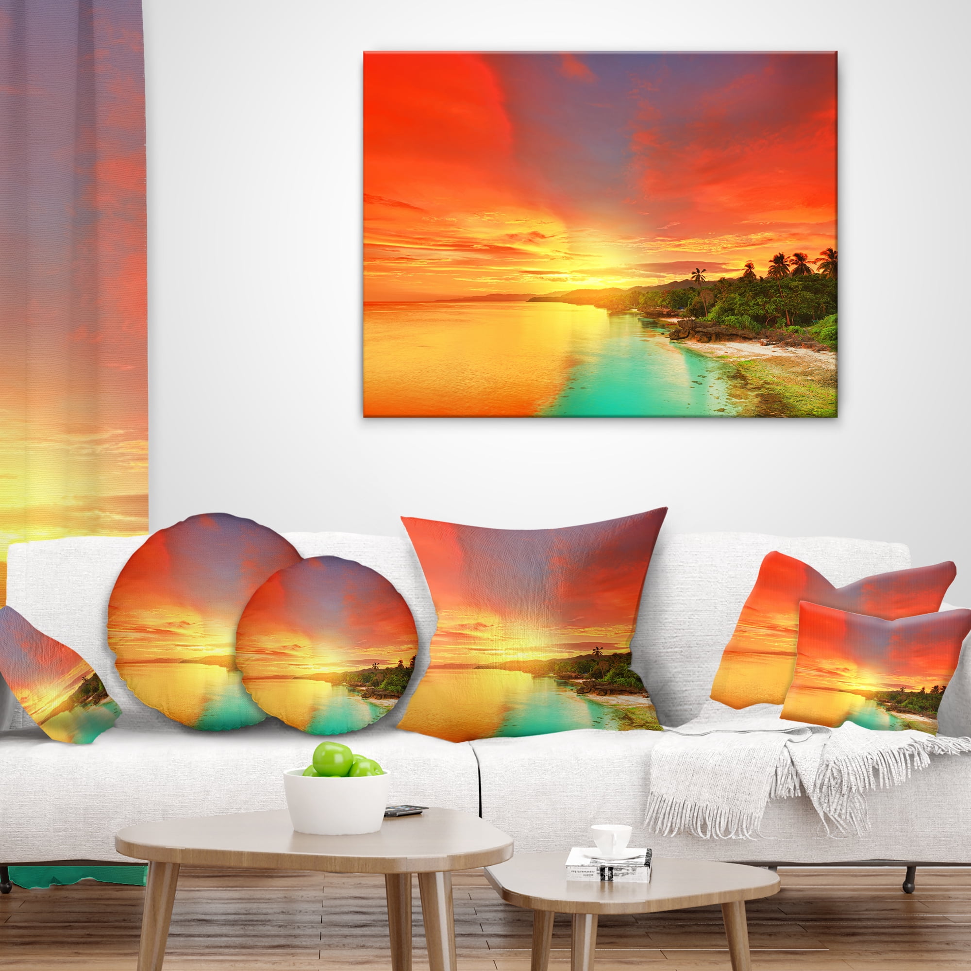 Designart Beautiful Coastline in Philippines - Seascape Throw Pillow - 16x16