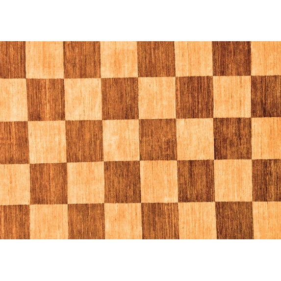 Ahgly Company Indoor Rectangle Checkered Orange Modern Area Rugs, 2' x 4'