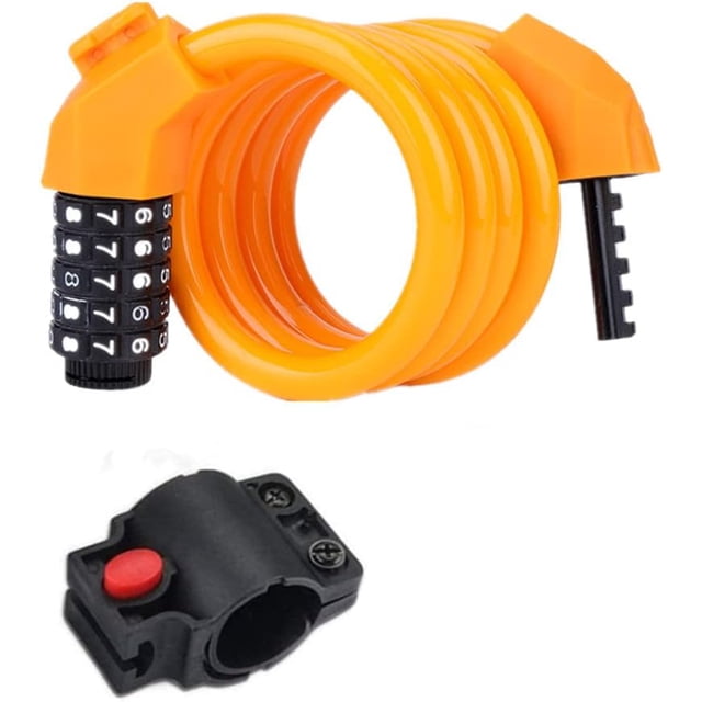 HUGFEGWE szhdxsy Bike Lock Cable, 4 Feet High Security 5 Digit Resettable Combination Coiling Bike Cable Lock, Anti Theft Bicycle Cable Locks with Mounting Bracket, 1/2 Inch Diameter CA919-74083