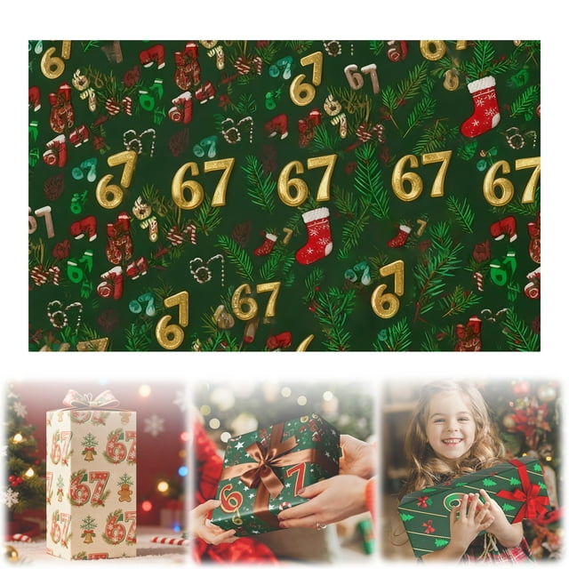 Christmas DecorationsGift Wrapping Paper67 Mu Christmas Wrapping Interesting Holiday Wrapping Paper For Children And Adults "Six Seven" Mu Wrapping Birthday And ChristmasPackaging case