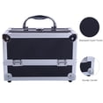 thumbnail image 2 of Makeup Box Train Case Large Storage Capacity Portable Travel Cosmetic Organizer with Compartments and 2-Tier Trays with Mirror, Lockable with Keys - Black, 2 of 9