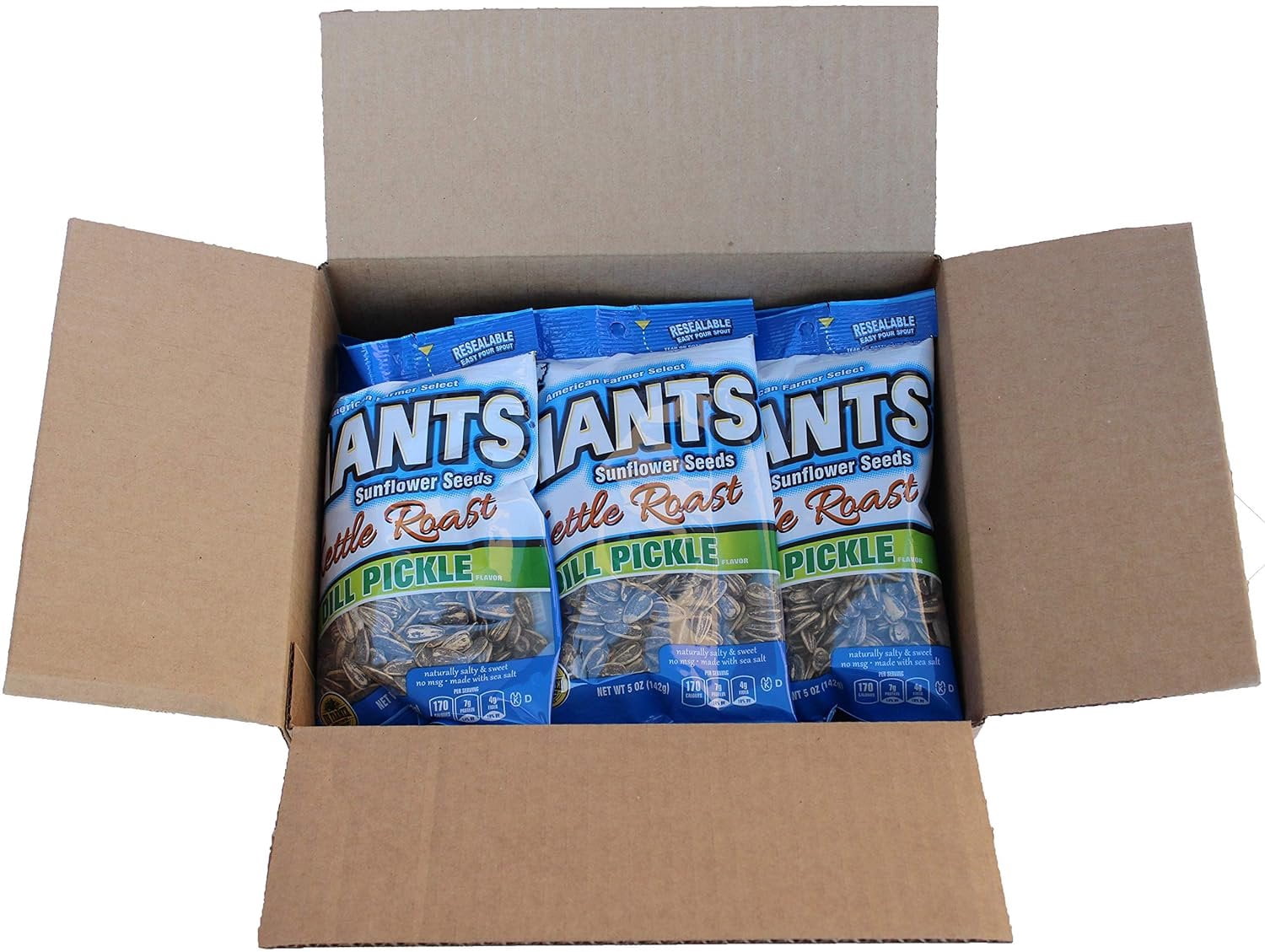 GIANTS Sunflower Seeds Dill Pickle Kettle Roast Flavor, 5 Ounce Bags Pack of 12