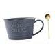 thumbnail image 3 of Taza de desayuno, taza de café con cuchara para adultos, taza de bebida para niños, taza de leche, taza de para jugo, café, 400 ml, fiesta de Gris, 3 of 8