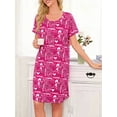 thumbnail image 3 of DAKIMOE 3 pack Nightgowns for Women Soft Cotton Short Sleeve Night Shirts Womens Print Sleep Shirts Loose Comfy Pajamas Sleepwear, 3 of 6