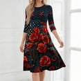 thumbnail image 5 of BOMYJESK Women's 250th Anniversary USA Flag Floral Maxi Dress 4th Of July Summer Dresses Boho Independence Day Beach Long Dresses Elegant Classy American Flag Floral Evening Dress for Party Red XL, 5 of 7