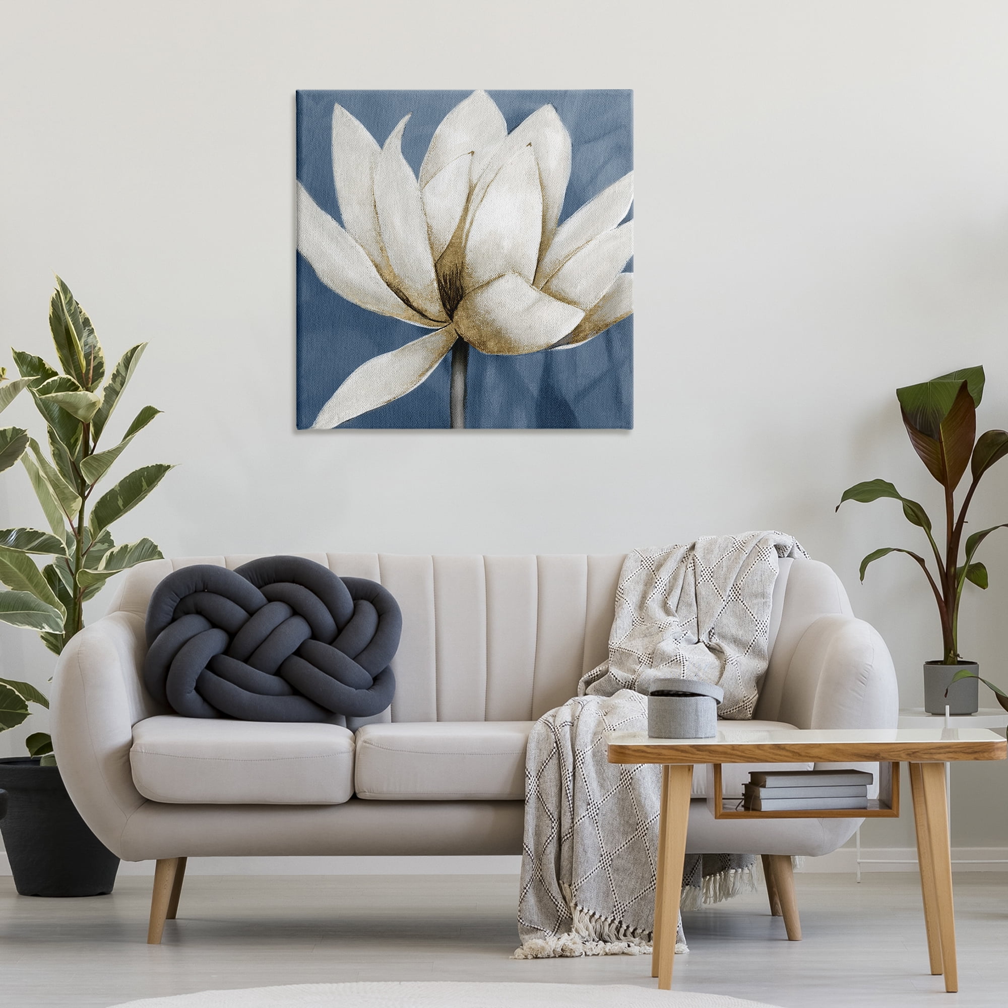 Stupell Industries White Lotus Blooms Botanical & Floral Painting Gallery Wrapped Canvas Art Print Wall Art, 30 x 30