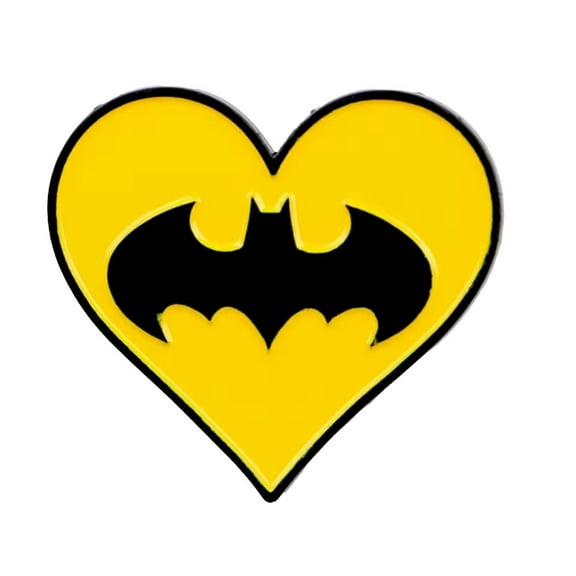 Batman Batwing Logo in Heart 1inTall Metal Enamel Pin