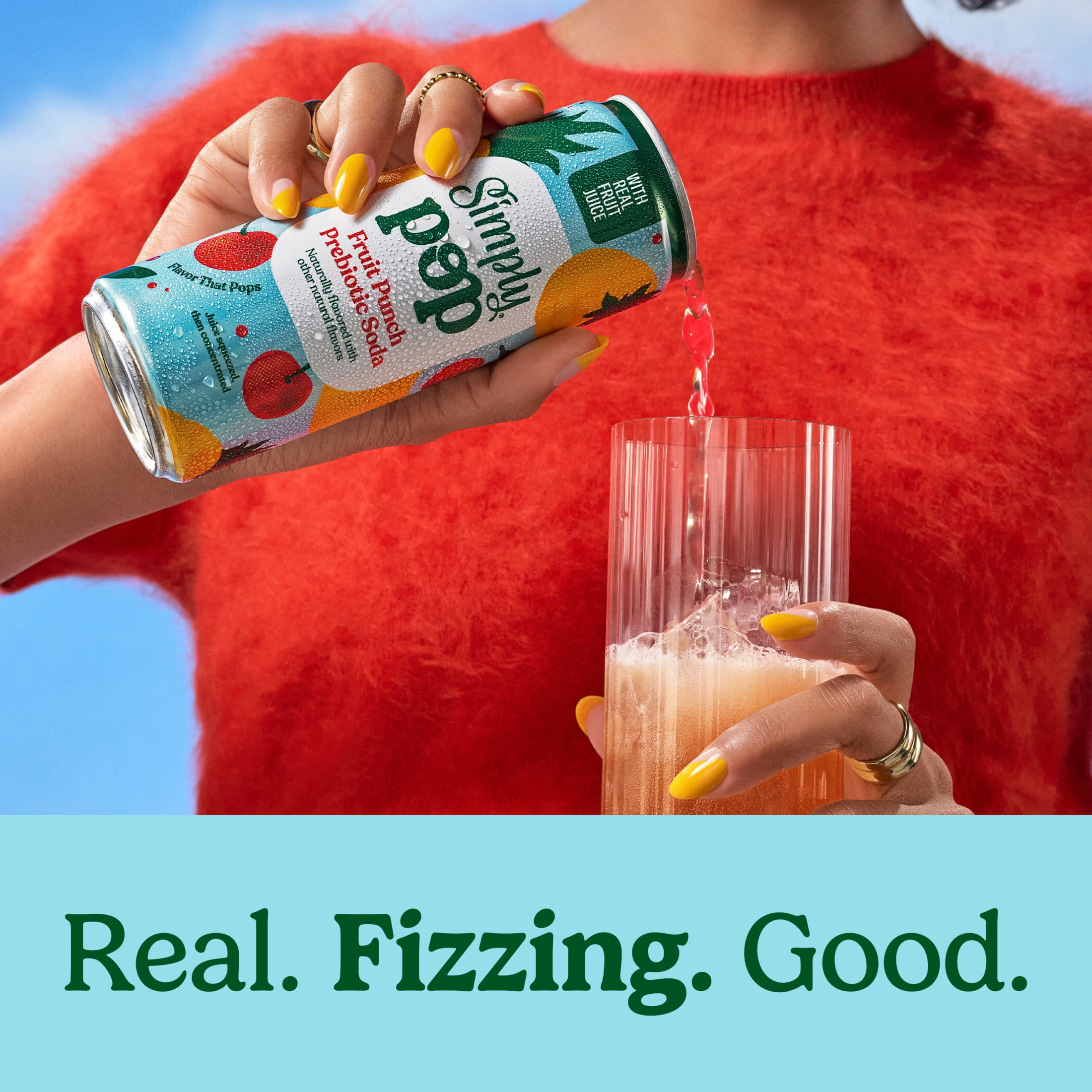Simply Pop Prebiotic Soda Fruit Punch Drink, 12 oz. can