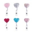thumbnail image 1 of Miangastore 6 Pcs Porte-Badge d'Infirmière Coloré Créatif en Forme de Cœur avec Strass, Clips Rétractables pour Badge d'Identité, 1 of 8