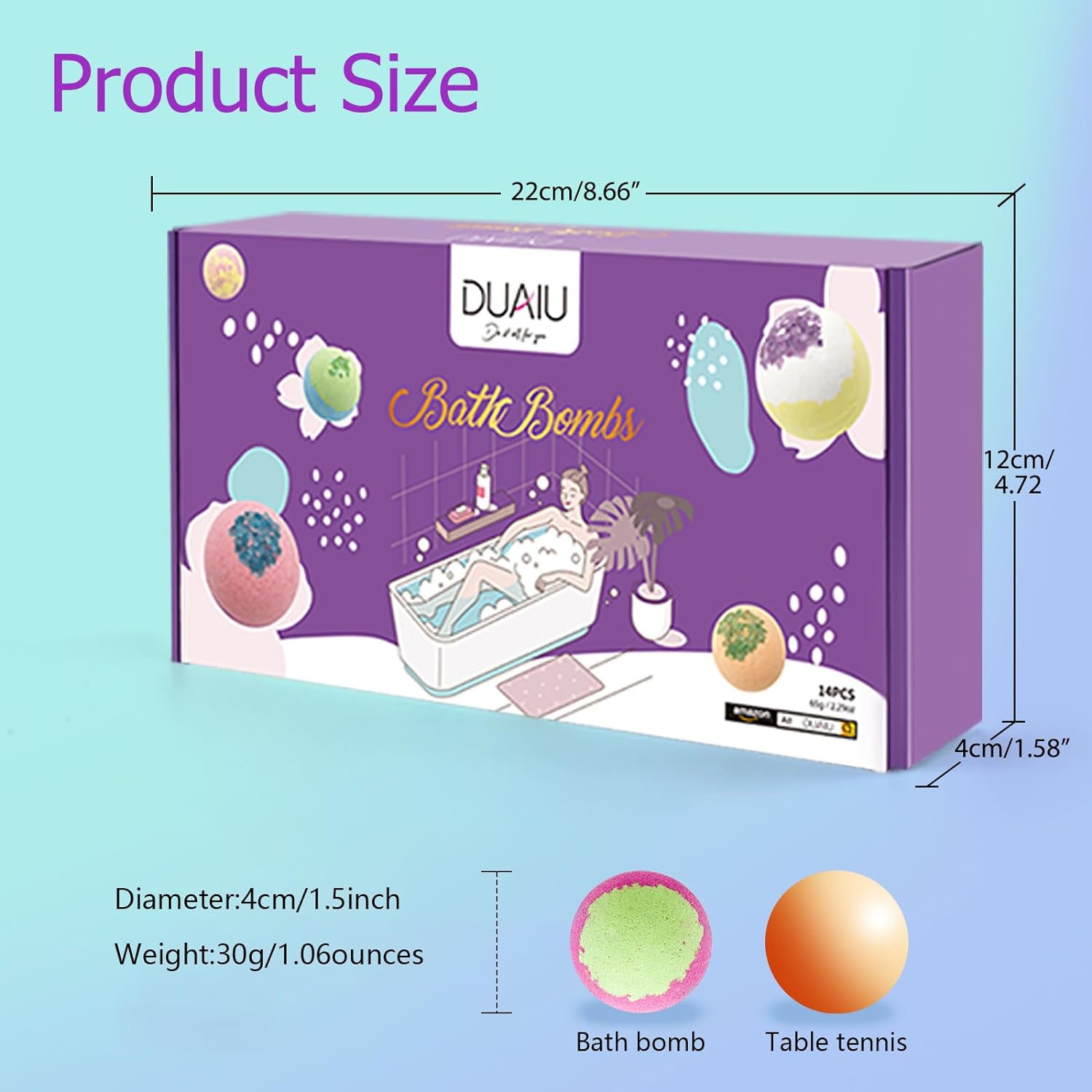 DUAIU Bath Bomb Gift Set, 14 Pieces, Natural Ingredients photo 2