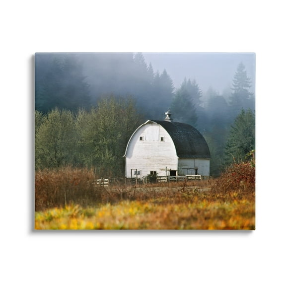 Stupell Industries White Barn Woodland Clearing Landscape Photography Gallery Wrapped Canvas Print Wall Art