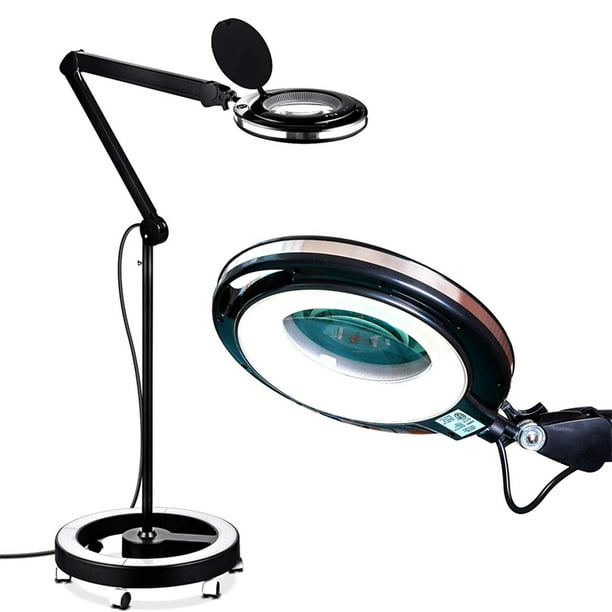 Brightech Lightview Pro Magnifying Floor Lamp With Rolling Wheel Base Black Com Brightech Lightview Pro Magnifying, Magnifying Floor Lamp With 5 Wheels Rolling Base