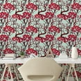 thumbnail image 2 of Ambesonne Autumn Peel & Stick Wallpaper for Home, Pencil Graphic Trees Leaves, 13"x36", Dark Coral Pale Teal, 2 of 5