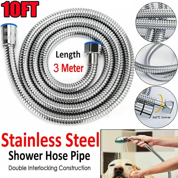 3M Flexible Stainless Steel Shower Water Hose Flexible Handheld Bathroom Pipe