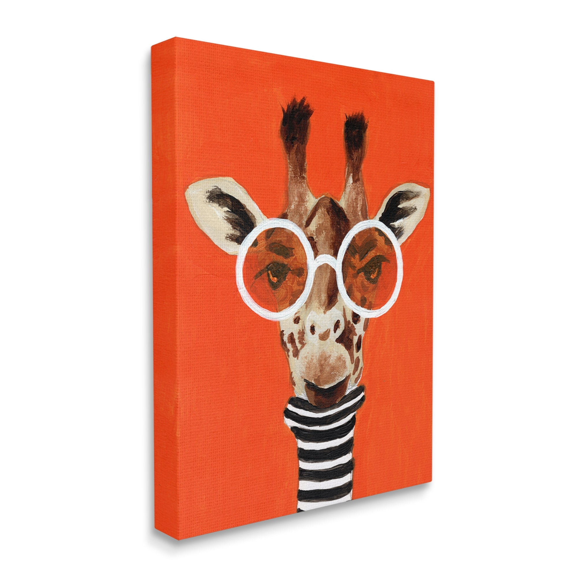 Stupell Industries Bold Giraffe Turtleneck & Glasses Animals & Insects Painting Gallery Wrapped Canvas Print Wall Art