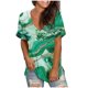 thumbnail image 1 of Blusa estampada elegante con cuello en V manga corta camiseta suelta Tops OAVQHLG3B Store lin121212, 1 of 5