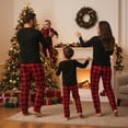 thumbnail image 3 of Christmas Family Pajamas Matching Set Long Sleeve Tree Print T-shirt Plaid Pants Loungewear, 3 of 7