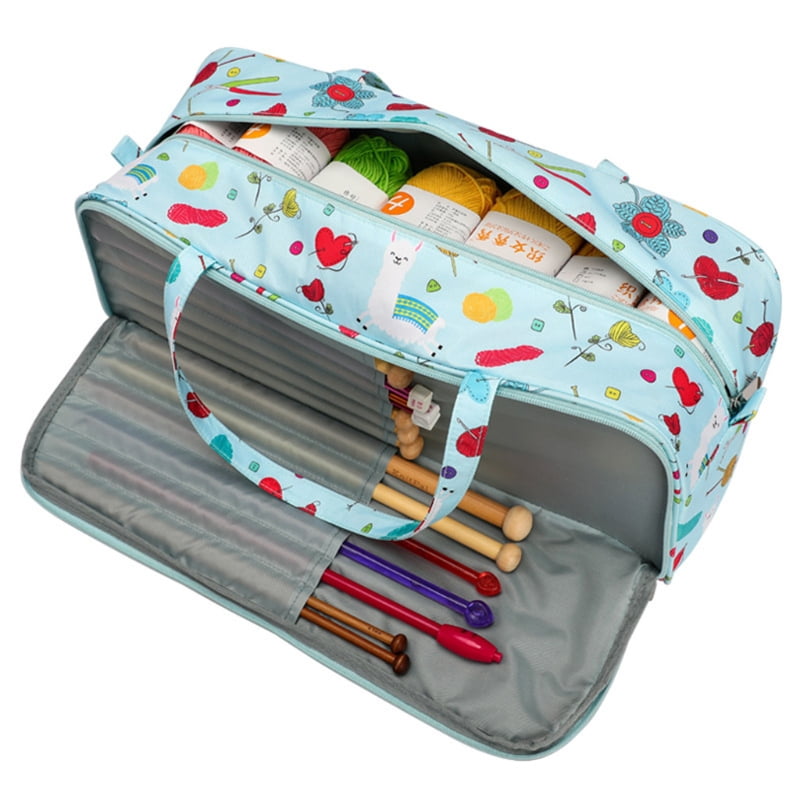 Zecic Portable Yarn Bags Tote Organizer Crocheting Basket for Knitting Needles