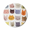 thumbnail image 1 of Cat Mouse Pad for Computers, Watercolor Effect Cat Heads in Colorful Humor Fun Purring Meow Animal Kids, Round Non-Slip Thick Rubber Modern Gaming Mousepad, 8" Round, Multicolor, by Ambesonne, 1 of 2