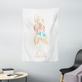 thumbnail image 1 of Beach Saying Tapestry, Brush Lettering Composition with Two Sunbeds and an Umbrella, Wall Hanging for Bedroom Living Room Dorm Decor, 40W X 60L Inches, Pale Orange Coral and Teal, by Ambesonne, 1 of 2