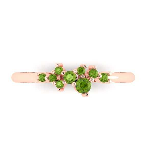 0.17 ctw Wedding Band for Women - 18K Rose Gold Natural Peridot Stackable Eternity Ring