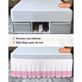 thumbnail image 7 of Pink Striped Wrap Around Bed Skirts for Queen Bed 18" Drop, Bed Skirt with Adjustable Elastic Belt Dust Ruffle Bed Valance for Bedroom Hotel Luxury Modern Farmhouse Stripes Bed Frame Cover, 7 of 7