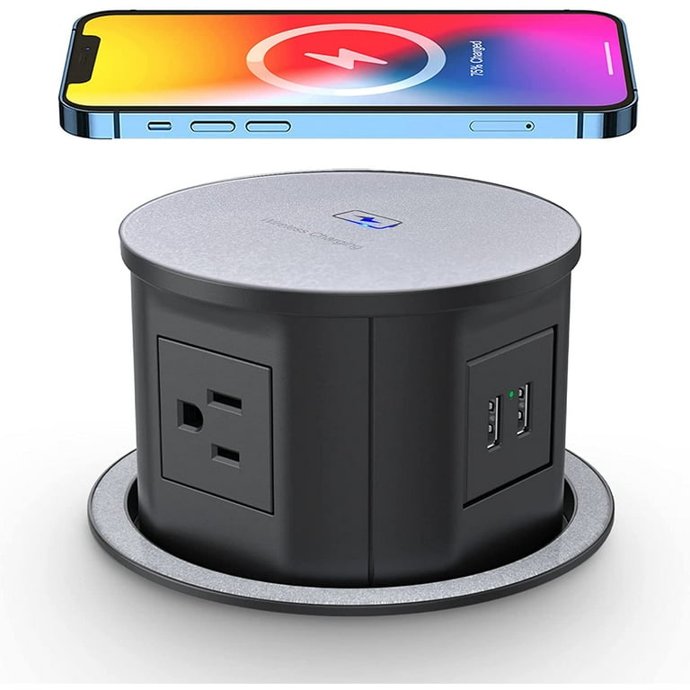 Wireless Charging Phone Cradle Wall Mount, USB A/C Charging 20A Outlet –  Kitchen Power Pop Ups