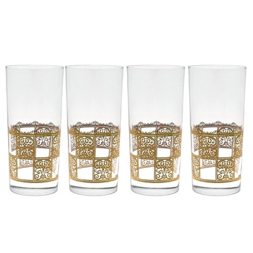 Set of 4 Culver Safari Friends Gold 22k Highball Glasses