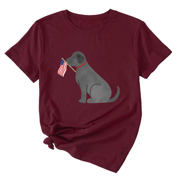 Gibobby Playera de Manga Corta con Cuello Redondo Camiseta manga corta verano para mujer con estampado del Día la Independencia y diseño personalidad(Rojo,M)