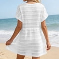 thumbnail image 3 of Swimsuit Coverup for Women Short Sleeve V Neck Lace Eyelet A Line Mini Dress Beach Cover Up Bathing Suit Dress, 3 of 5