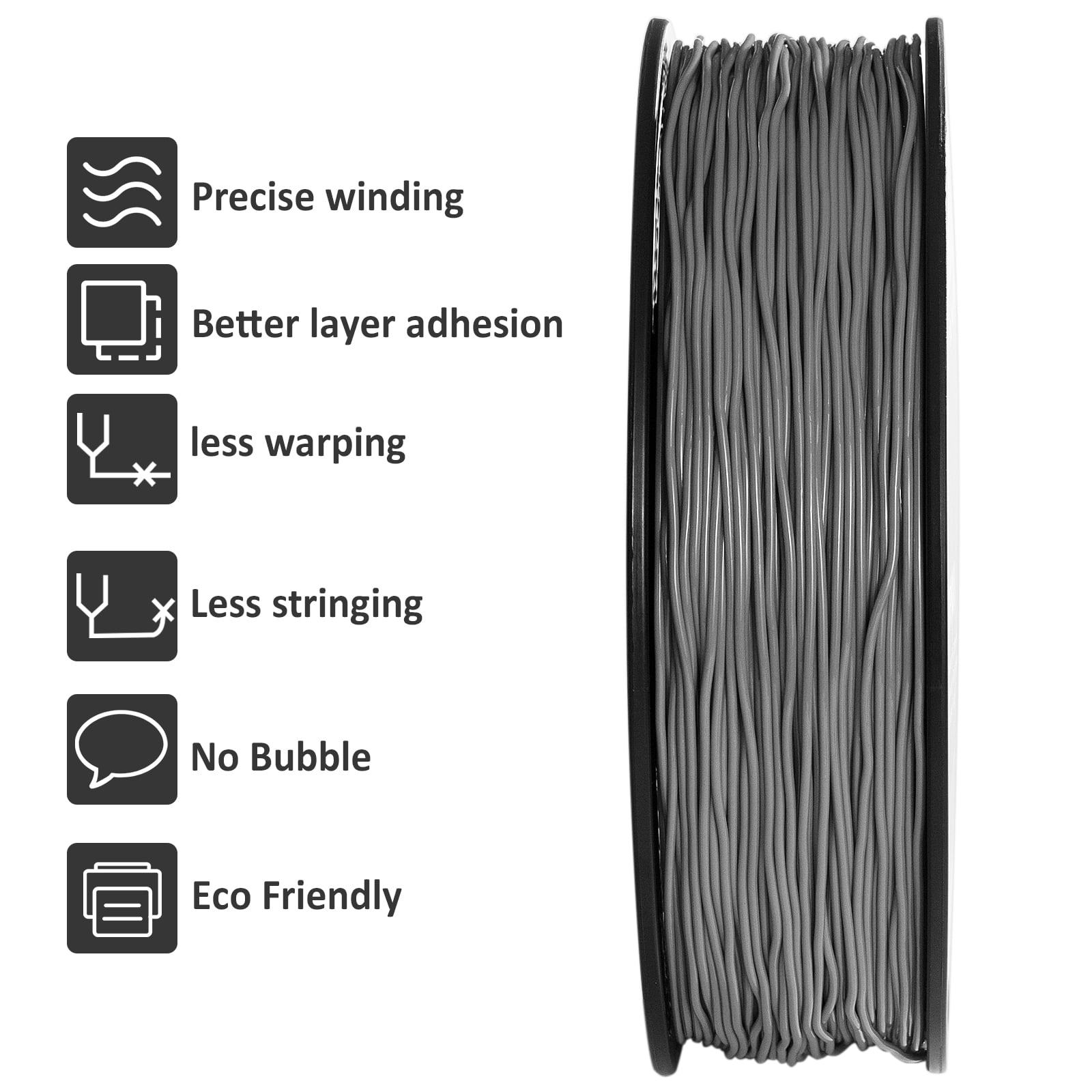 Geeetech 5pcs TPU Filament 1.75mm Flexible Soft 3D Printer Consumables Grey, 5kg Spool (11 lbs.), Dimensional Accuracy +/- 0.03 mm