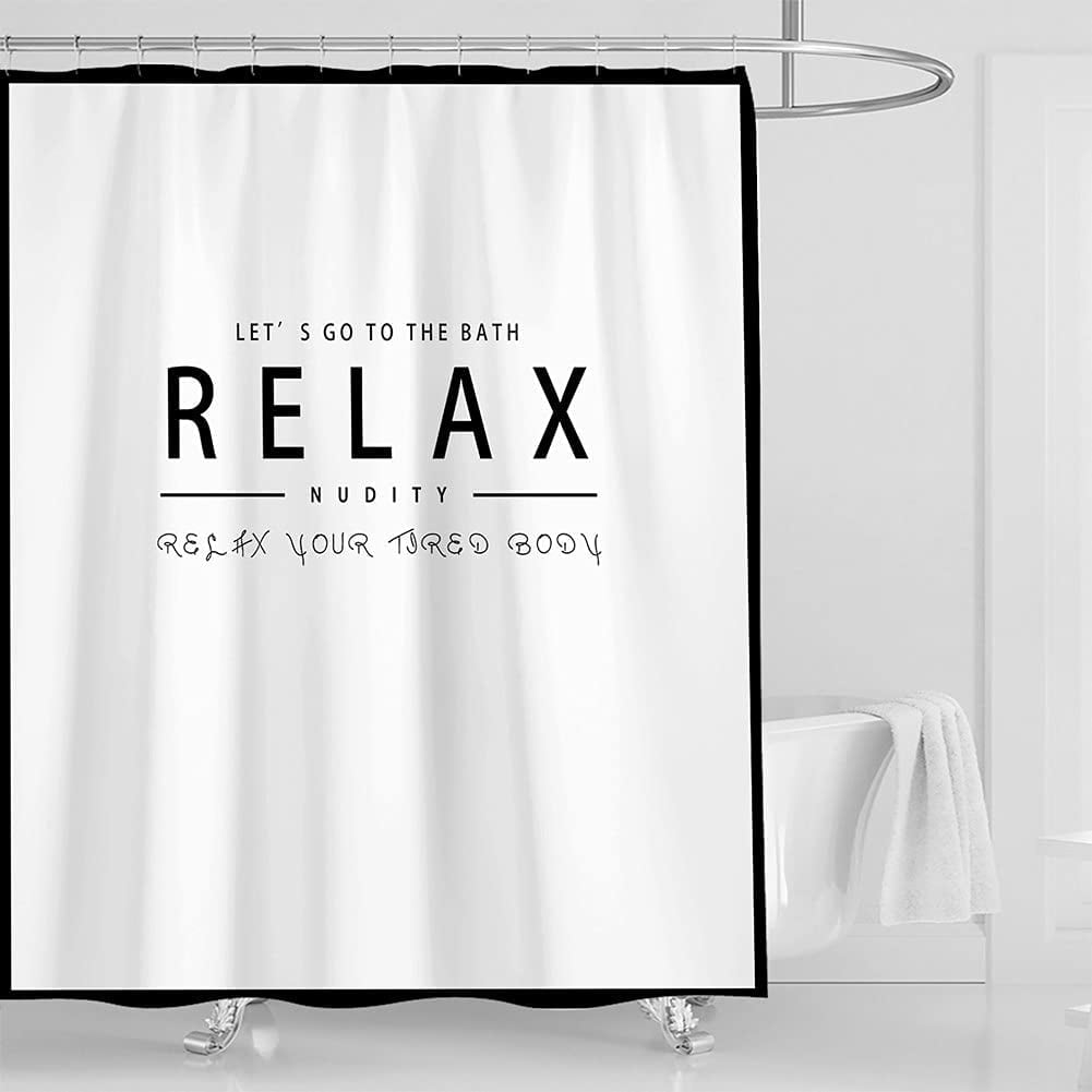Washable and Odorless Mrs Awesome Fabric Shower Curtain with Geometric Pattern Hotel Grade 36 inch Size for Small Stall White and Gray Water Repellent 36 x 72 inches 