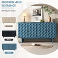 thumbnail image 6 of EUROCO 60.7" Sideboard Buffet Cabinet,Large Kitchen Storage Cabinet with 4 Convex Pattern Doors,4 Shelves and Silver Handles,Modern Coffee Bar Cabinet Console Cabinet for Dining Room,Navy, 6 of 8