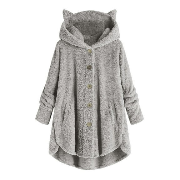 Womens Sherpa Jacket Cute Fuzzy Fleece Hooded Jackets Coat Winter Color Block Sherpa Fleece Jackets Thick Outwear with Pockets Clearance