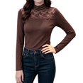 thumbnail image 3 of Breezora Womens Long Sleeve Thermal Tops Stand Neck Warm Fleece Turtleneck Undershirt For Autumn Winter Elegant, 3 of 7