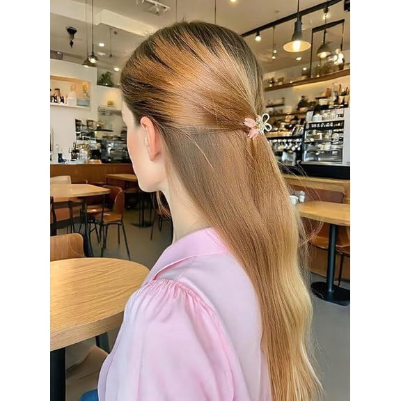 Cute Pink Lily Gold Metal Claw Clip 1 Inch Floral Hair Clip for Women Wedding Half Updos Bangs Hair Ties Christmas Halloween Gifts