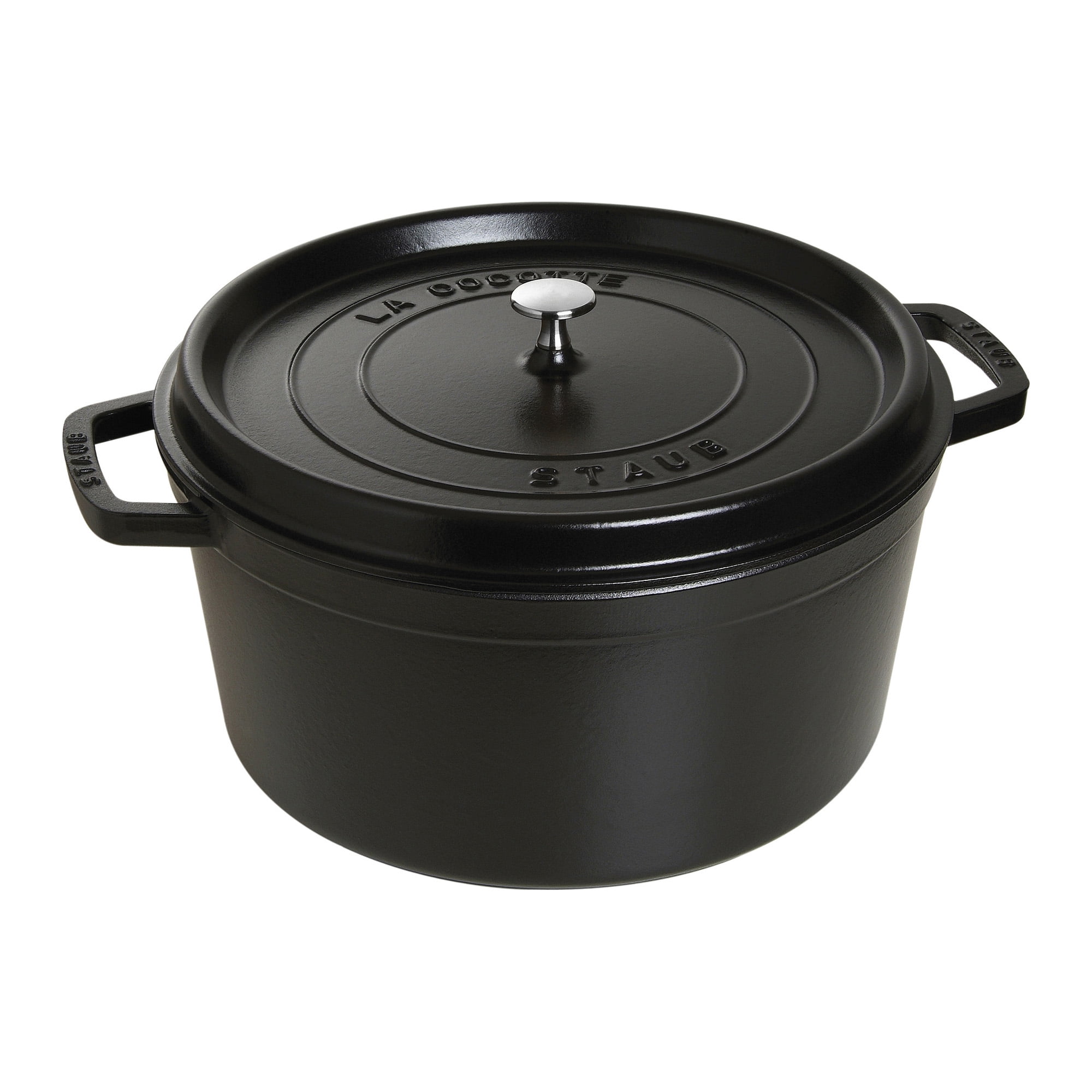 Staub Cast Iron 13.25qt Round Cocotte Matte Black