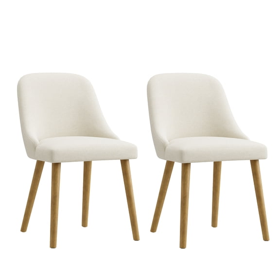 EOP Upholstered Dining Chairs Set of 2, Modern Side Chairs with Solid Wood Legs, Farmhouse Fabric Chairs for Kitchen Restaurant Dining Room, Beige
